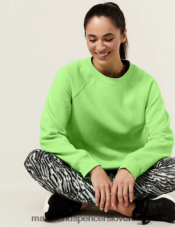 bombažna majica z okroglim izrezom apno Marks & Spencer oblačila ženske 6T8F6X3101