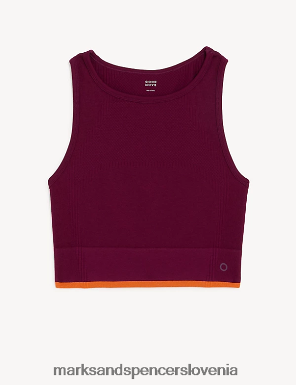 brezšiven oprijet kratki top z visokim ovratnikom temno magenta Marks & Spencer oblačila ženske 6T8F6X2796