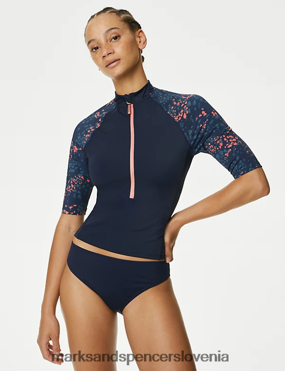 brezrokavnik z zadrgo spredaj mornarska mešanica Marks & Spencer oblačila ženske 6T8F6X1753