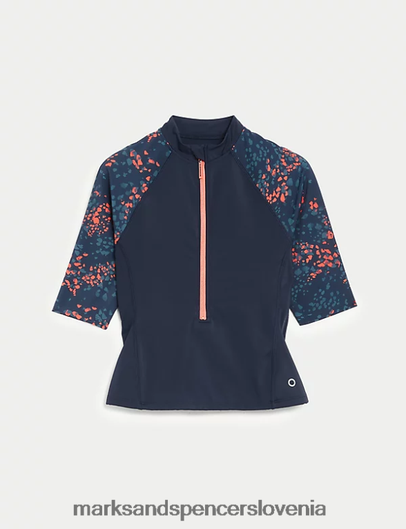 brezrokavnik z zadrgo spredaj mornarska mešanica Marks & Spencer oblačila ženske 6T8F6X1753