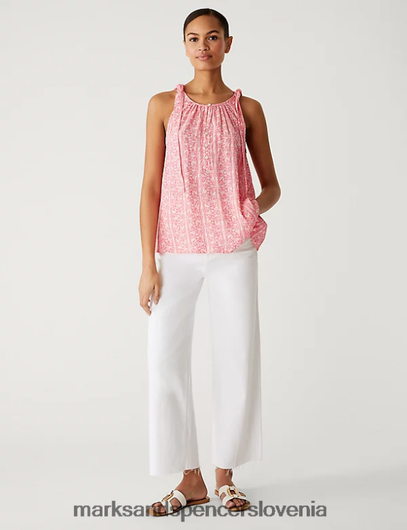 majica s potiskom roza mešanica Marks & Spencer oblačila ženske 6T8F6X2984