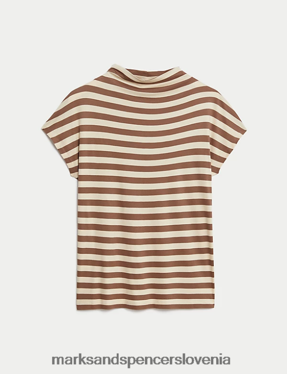 majica s črtami kamela Marks & Spencer oblačila ženske 6T8F6X1075