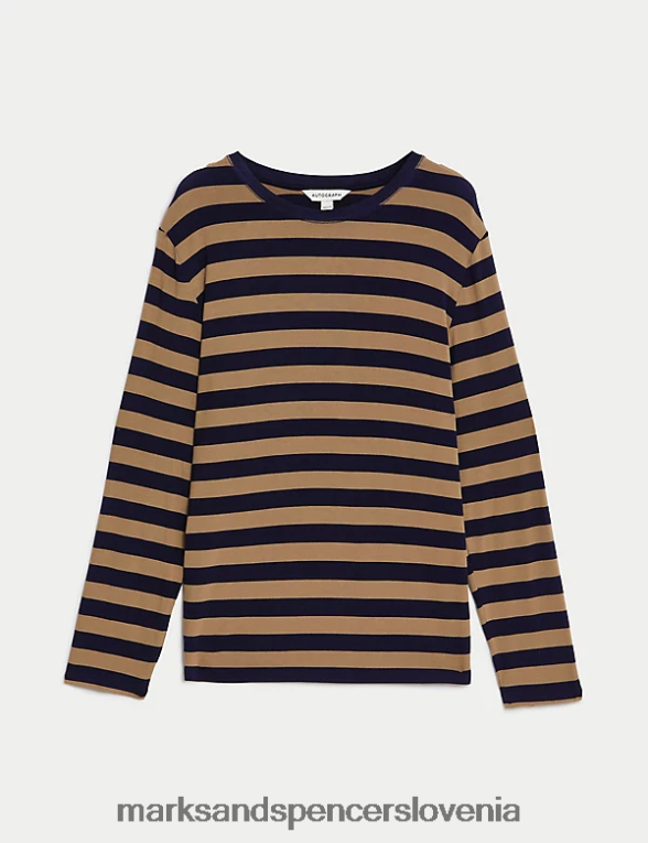 majica s črtami mornarska mešanica Marks & Spencer oblačila ženske 6T8F6X1156
