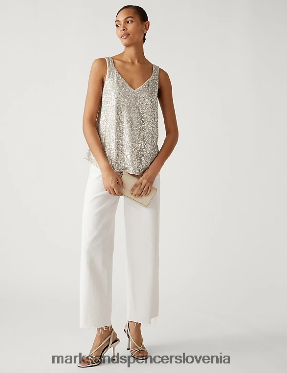 majica z bleščicami šampanjec Marks & Spencer oblačila ženske 6T8F6X2525