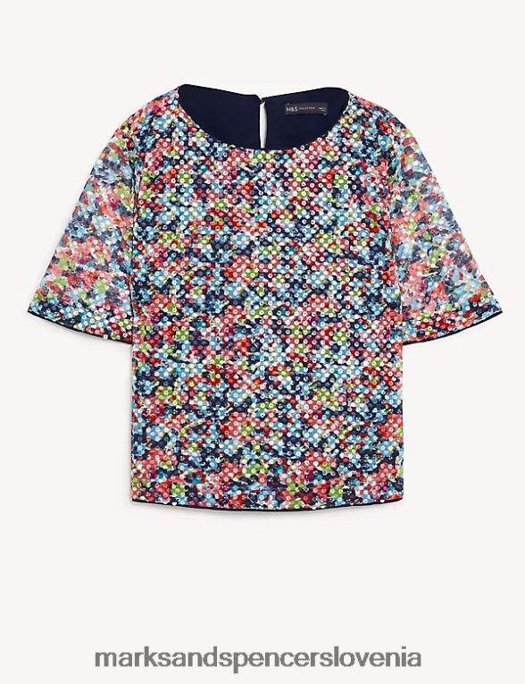 majica z bleščicami iz jerseyja multi Marks & Spencer oblačila ženske 6T8F6X1873