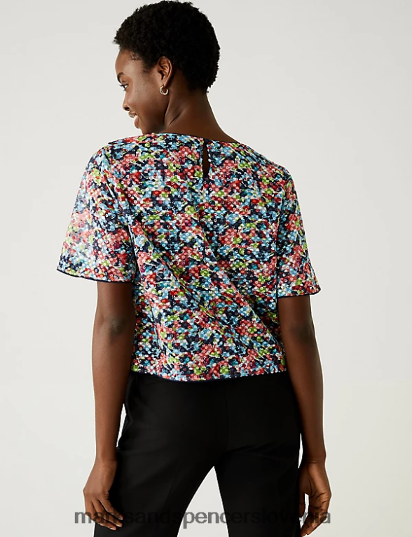 majica z bleščicami iz jerseyja multi Marks & Spencer oblačila ženske 6T8F6X1873