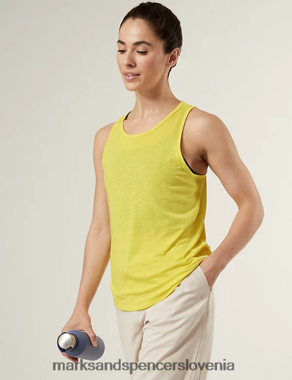 majica z dolgim ​​izrezom in merino volno kislo rumena Marks & Spencer oblačila ženske 6T8F6X1896