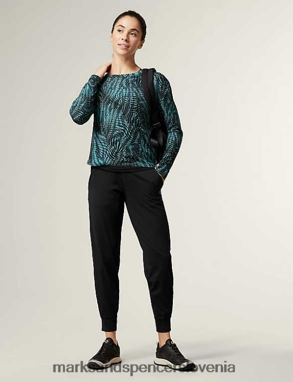 majica z dolgimi rokavi z okroglim izrezom 2 v 1 temno turkizna Marks & Spencer oblačila ženske 6T8F6X3220