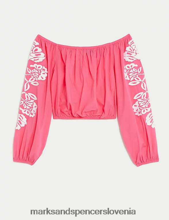 majica za plažo bardot iz čistega bombaža žvečilni gumi Marks & Spencer oblačila ženske 6T8F6X1377