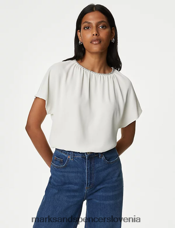 okrašen zgornji del z angelskimi rokavi slonovina Marks & Spencer oblačila ženske 6T8F6X606