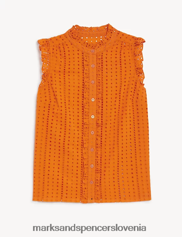 ovratnik z volančki iz čistega bombaža oranžna Marks & Spencer oblačila ženske 6T8F6X1890