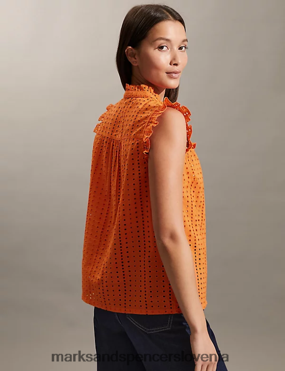 ovratnik z volančki iz čistega bombaža oranžna Marks & Spencer oblačila ženske 6T8F6X1890