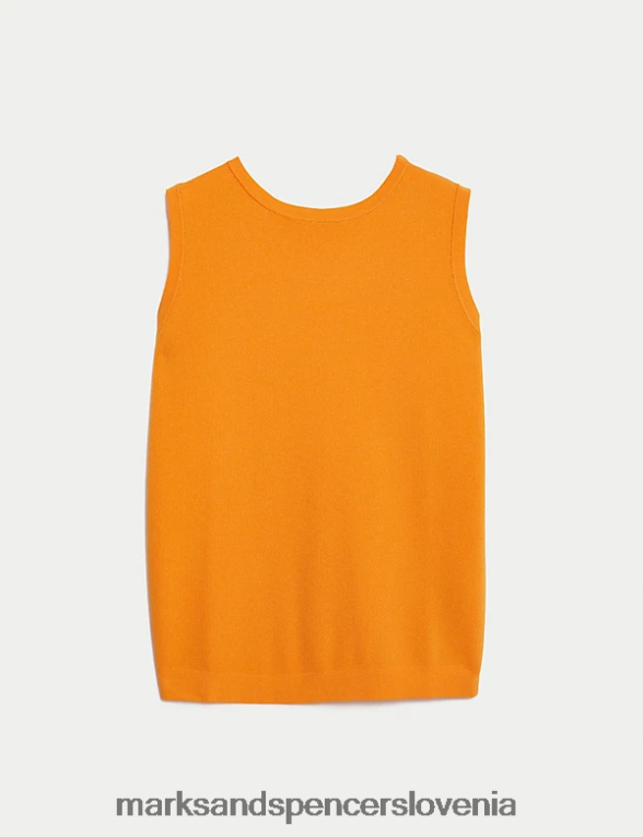 pleten telovnik z okroglim izrezom mandarina Marks & Spencer oblačila ženske 6T8F6X1103