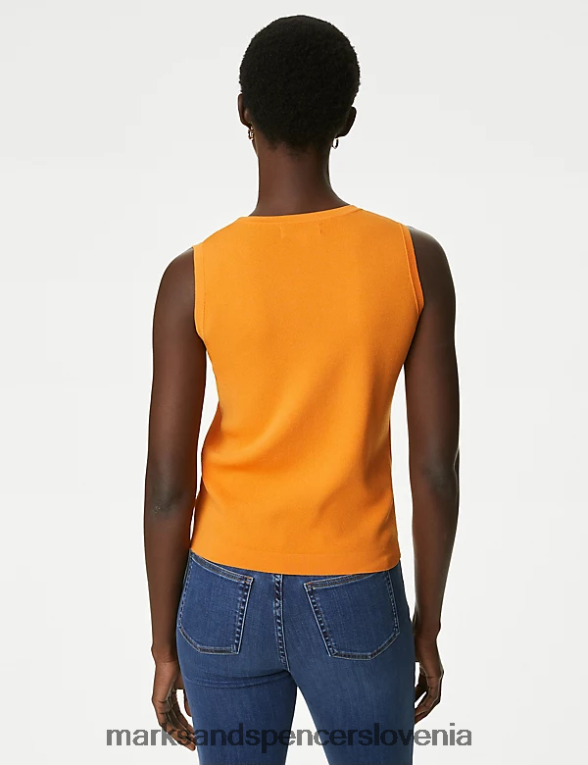 pleten telovnik z okroglim izrezom mandarina Marks & Spencer oblačila ženske 6T8F6X1103