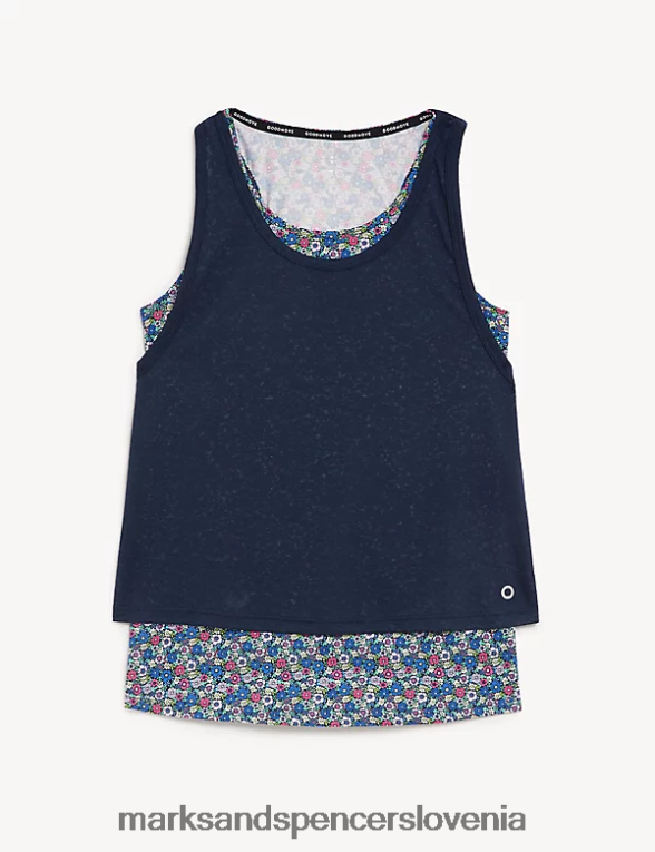 potiskan brezrokavnik 2 v 1 mornarica Marks & Spencer oblačila ženske 6T8F6X3268