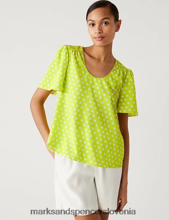 potiskan vrh mešanica apna Marks & Spencer oblačila ženske 6T8F6X1715
