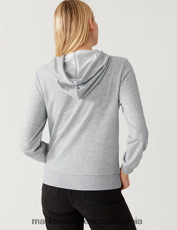 pulover s kapuco iz bogatega bombaža sivi lapor Marks & Spencer oblačila ženske 6T8F6X2990