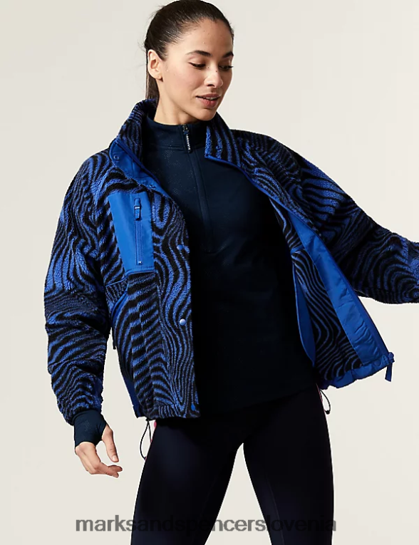 tekalna majica z reliefnim lijakastim izrezom in polzadrgo mornarica Marks & Spencer oblačila ženske 6T8F6X1049