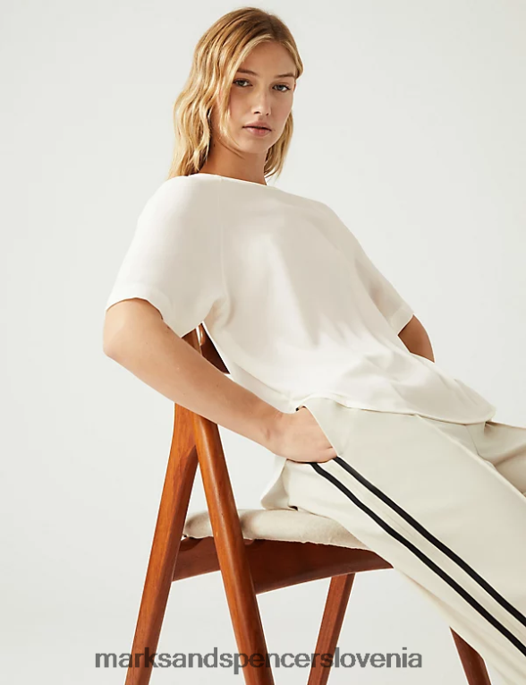 top z okroglim ovratnikom slonovina Marks & Spencer oblačila ženske 6T8F6X2831