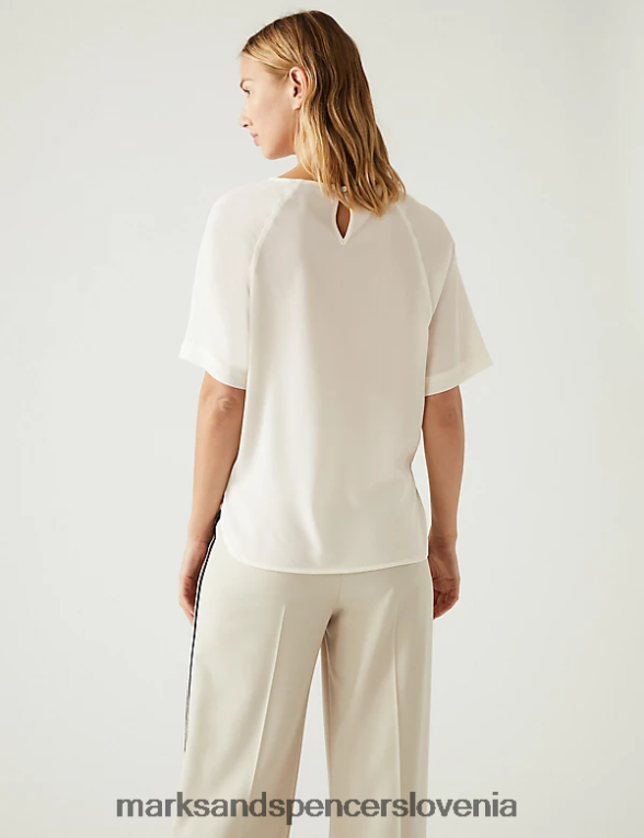 top z okroglim ovratnikom slonovina Marks & Spencer oblačila ženske 6T8F6X2831