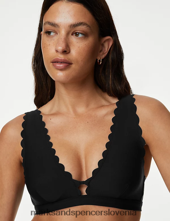 neoprenski podložen globoki bikini zgornji del Črna Marks & Spencer oblačila ženske 6T8F6X2779