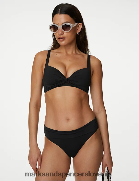 podložen zasukan sprednji potopni zgornji del bikinija Črna Marks & Spencer oblačila ženske 6T8F6X3244