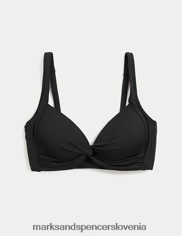 podložen zgornji del globokega bikinija Črna Marks & Spencer oblačila ženske 6T8F6X3117