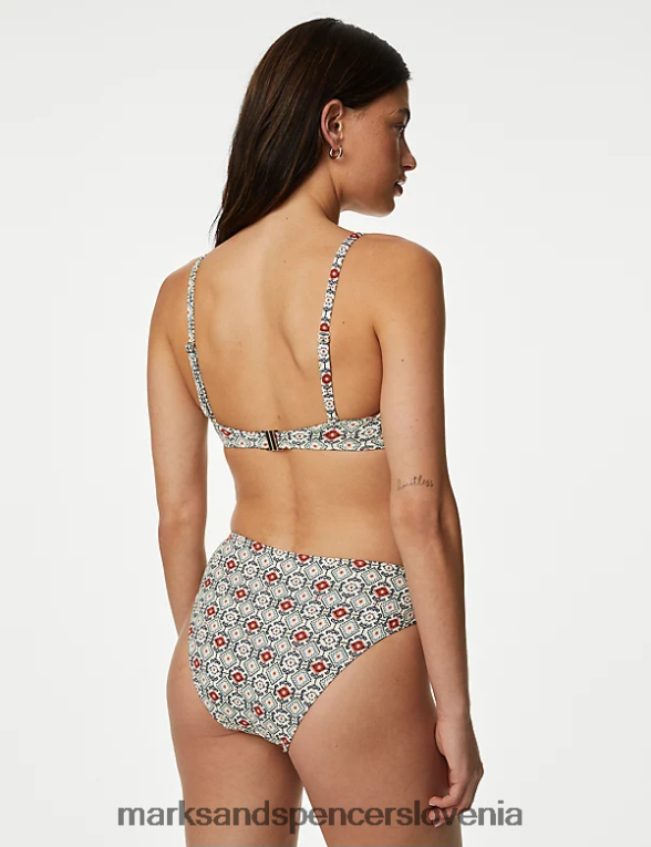 potiskan podložen zgornji del bikinija s kvadratnim izrezom mešanica slonovine Marks & Spencer oblačila ženske 6T8F6X694