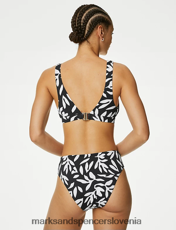 potiskan podložen zgornji del globokega bikinija črna mešanica Marks & Spencer oblačila ženske 6T8F6X1838
