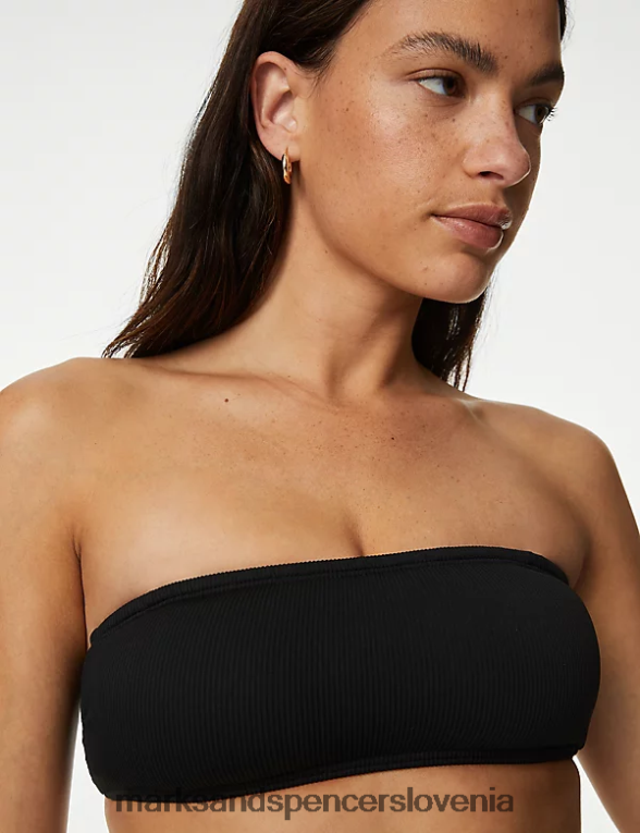 rebrasto podložen bikini zgornji del s kvadratnim izrezom Črna Marks & Spencer oblačila ženske 6T8F6X2800
