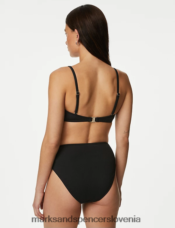 rebrasto podložen bikini zgornji del s kvadratnim izrezom Črna Marks & Spencer oblačila ženske 6T8F6X2800