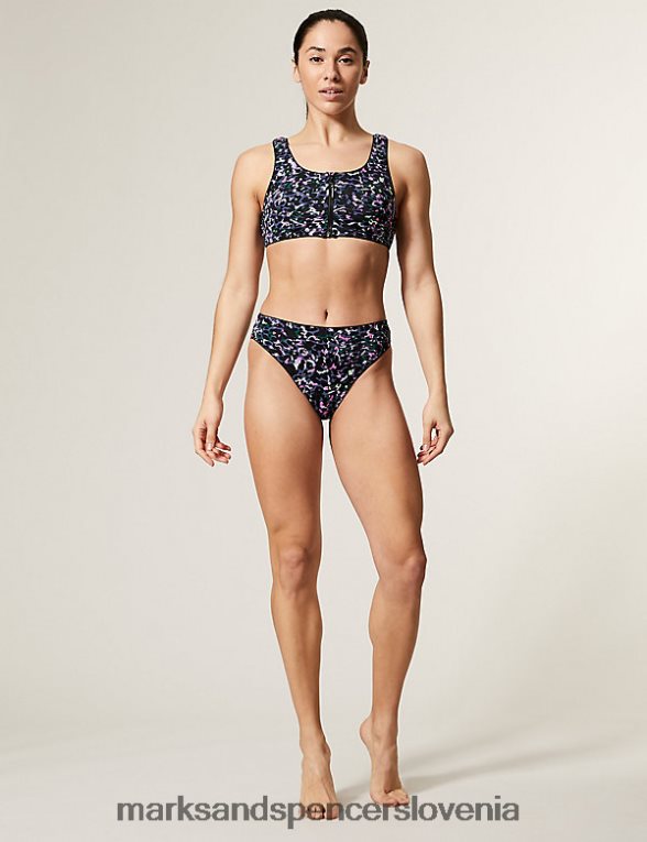 zgornji del bikinija z zadrgo s potiskom mešanica lila Marks & Spencer oblačila ženske 6T8F6X1988