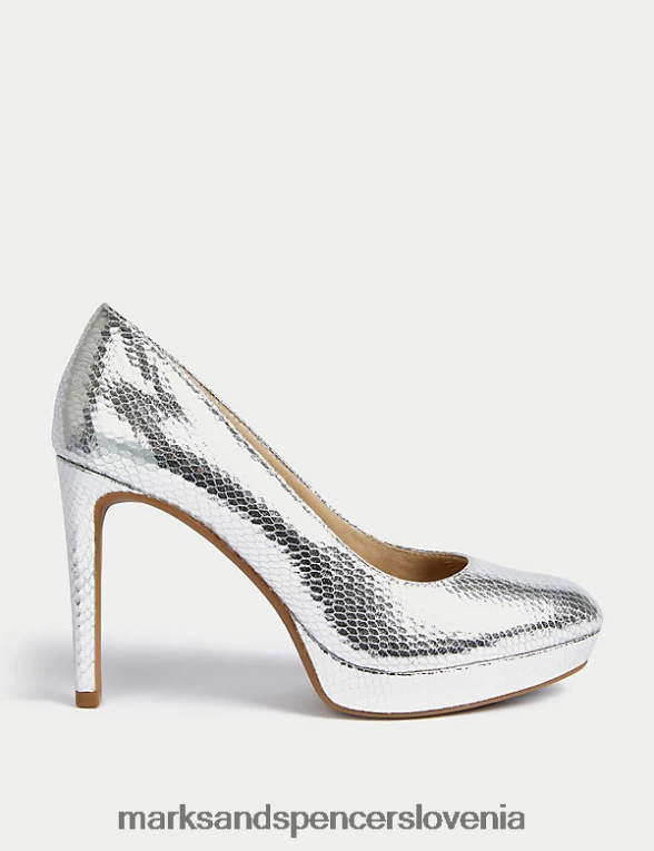 Croc čevlji s platformo in stiletto peto srebro Marks & Spencer obutev ženske 6T8F6X2139