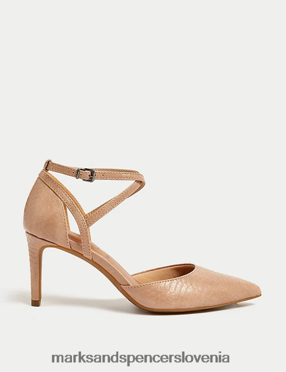 široki sodni čevlji s stiletto peto bledo rdečilo Marks & Spencer obutev ženske 6T8F6X2994