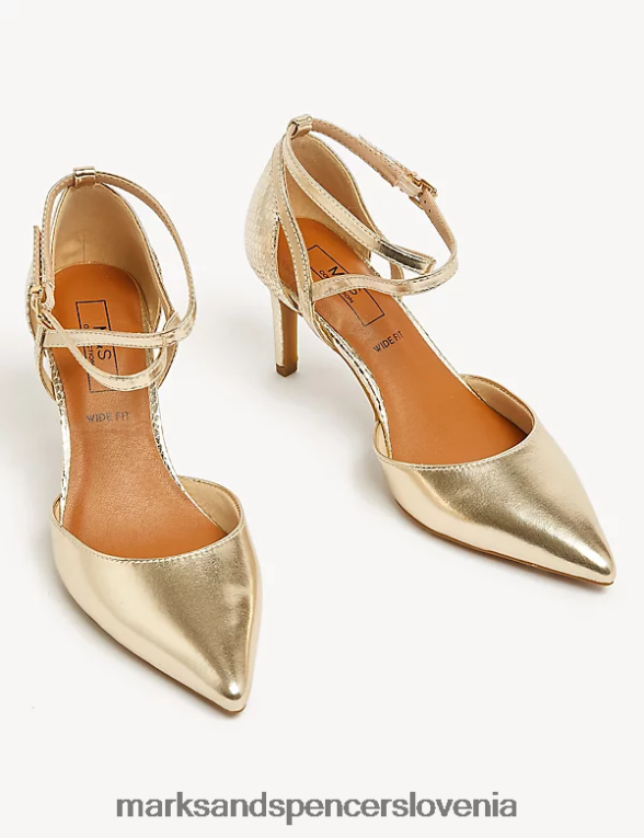široki sodni čevlji s stiletto peto kovinski Marks & Spencer obutev ženske 6T8F6X2648
