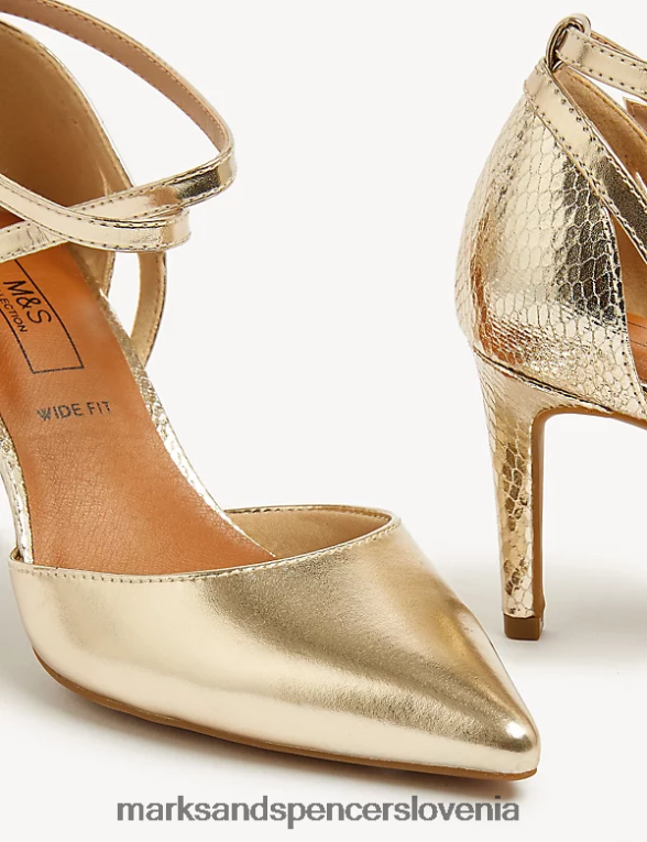 široki sodni čevlji s stiletto peto kovinski Marks & Spencer obutev ženske 6T8F6X2648