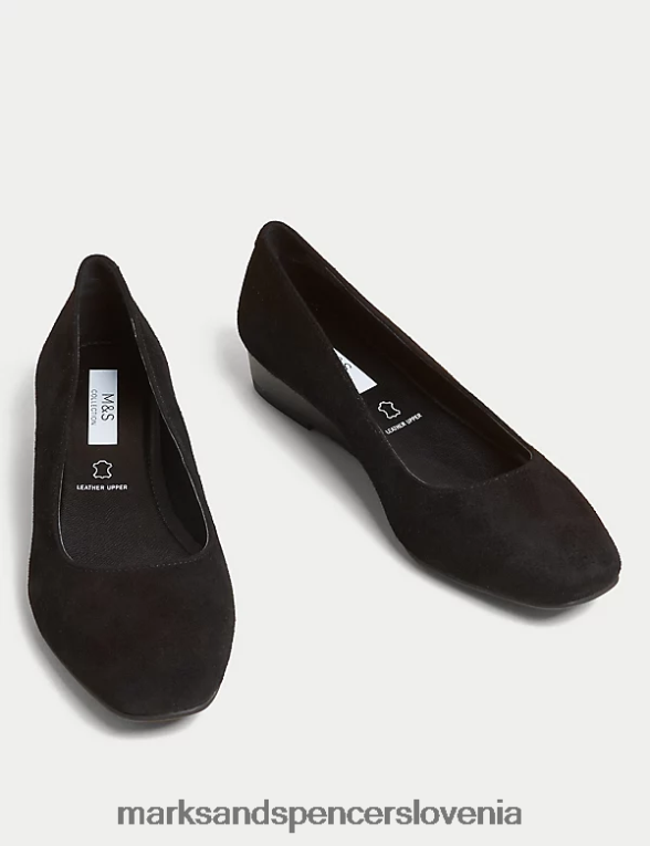 črpalke na klin iz semiša Črna Marks & Spencer obutev ženske 6T8F6X1424