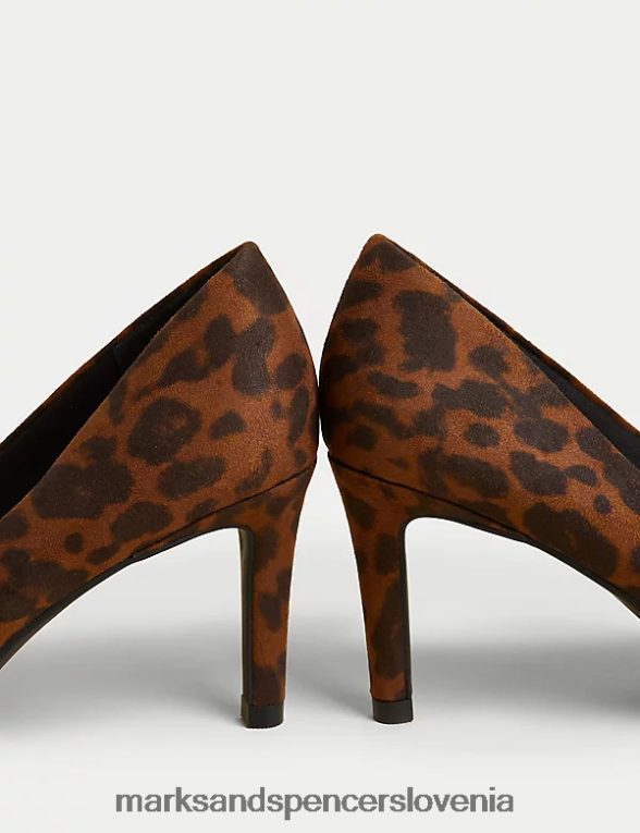 sodni čevlji s stiletto peto z leopardjim vzorcem rjava mešanica Marks & Spencer obutev ženske 6T8F6X1725