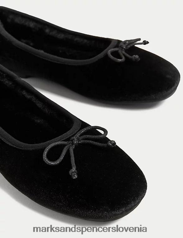 balerinke z žametno pentljo Črna Marks & Spencer obutev ženske 6T8F6X3043