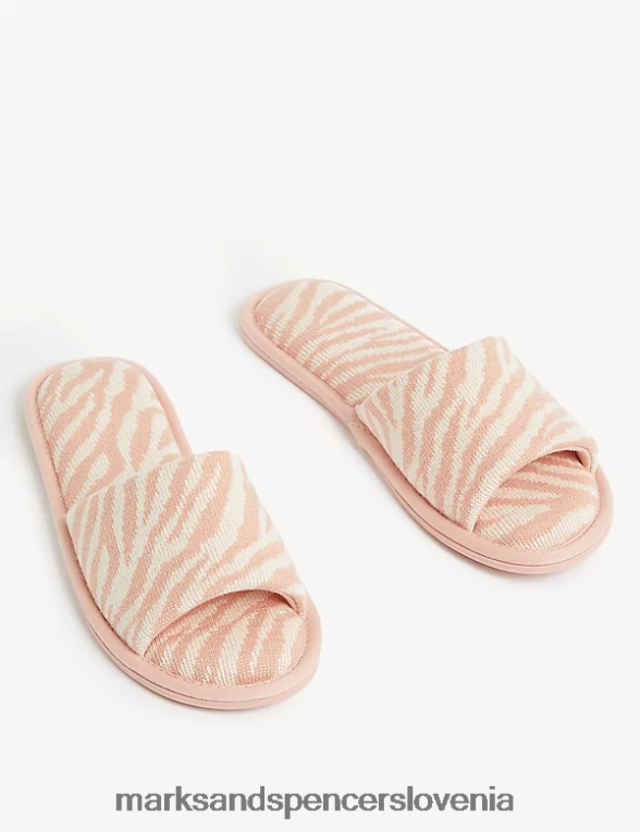 copati z zebrastim potiskom z odprtimi prsti roza mešanica Marks & Spencer obutev ženske 6T8F6X560