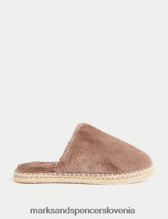 mule copati iz umetnega krzna čokolada Marks & Spencer obutev ženske 6T8F6X3260