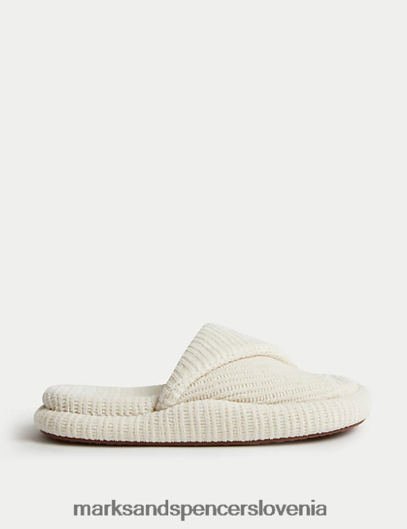 pleteni ravni mule copati krema Marks & Spencer obutev ženske 6T8F6X1545