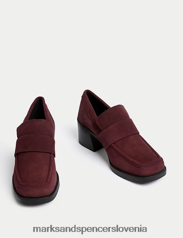 natikači iz semiša z blok peto damson Marks & Spencer obutev ženske 6T8F6X418