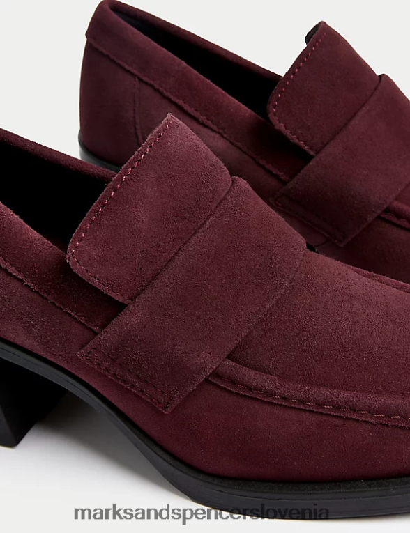 natikači iz semiša z blok peto damson Marks & Spencer obutev ženske 6T8F6X418