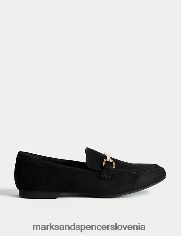 natikači z okrasnimi detajli na ravnih loaferjih Črna Marks & Spencer obutev ženske 6T8F6X3120