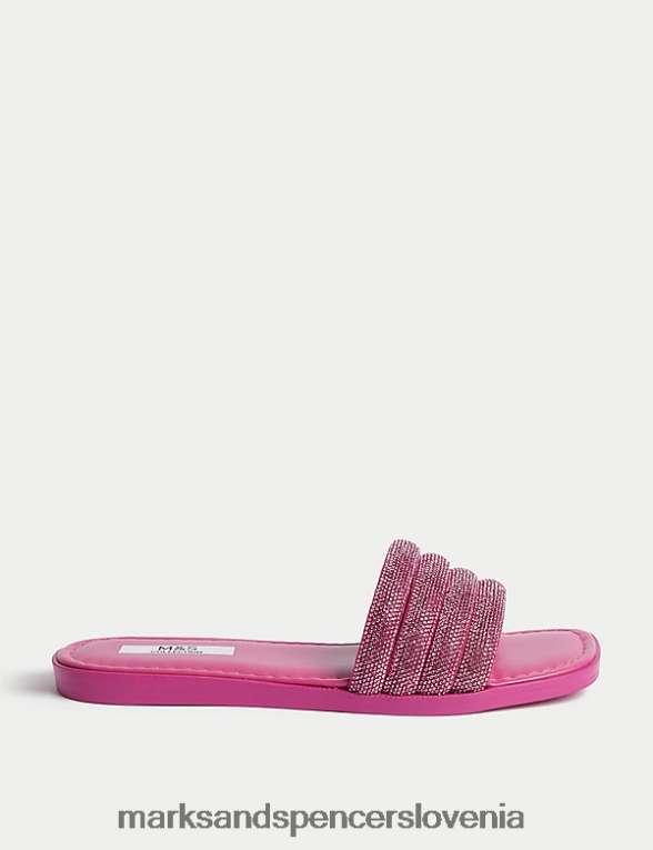 bleščeče ravne mule roza Marks & Spencer obutev ženske 6T8F6X1385