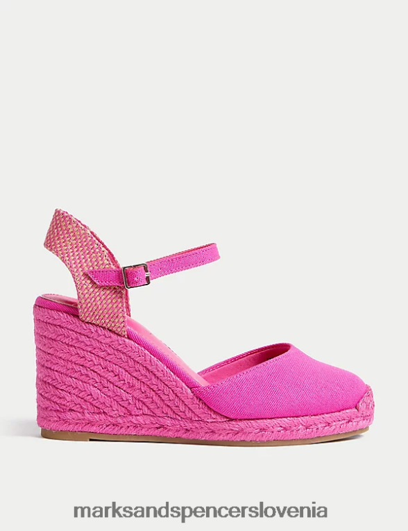 espadrile z zaponko in trakom za gleženj cerise Marks & Spencer obutev ženske 6T8F6X1980