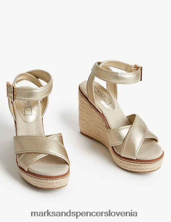 platnene espadrile na klin zlata mešanica Marks & Spencer obutev ženske 6T8F6X2995