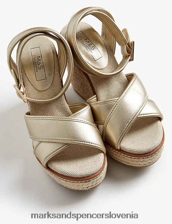 platnene espadrile na klin zlata mešanica Marks & Spencer obutev ženske 6T8F6X2995