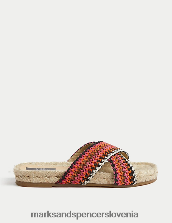 tkane crossover ravne espadrile roza mešanica Marks & Spencer obutev ženske 6T8F6X1089